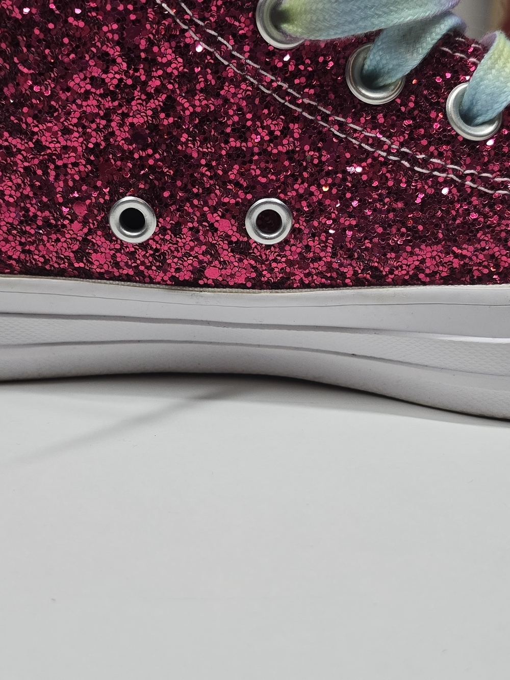 Converse Chuck Taylor All Star Hi Top Glitter Pink Sneakers Women’s 9 Worn Once - Picture 7 of 16